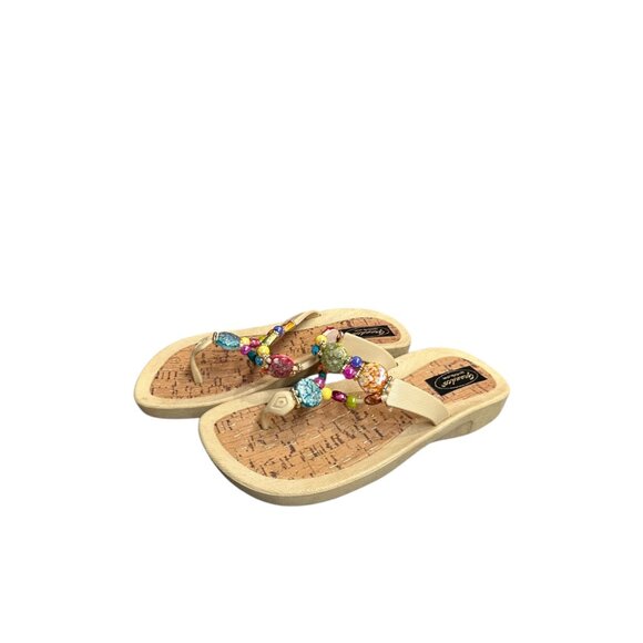 Grandco Molded Sole Beach Thong Waterproof Beaded Marble Boat Sandals - Picture 3 of 8
